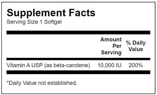 Swanson Beta Carotene 10.000 IU 100 Softgelkapseln - German Muscle Nutrition