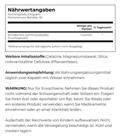 Swanson Full Spectrum Shiitake Mushroom 500mg - 60 Kapseln