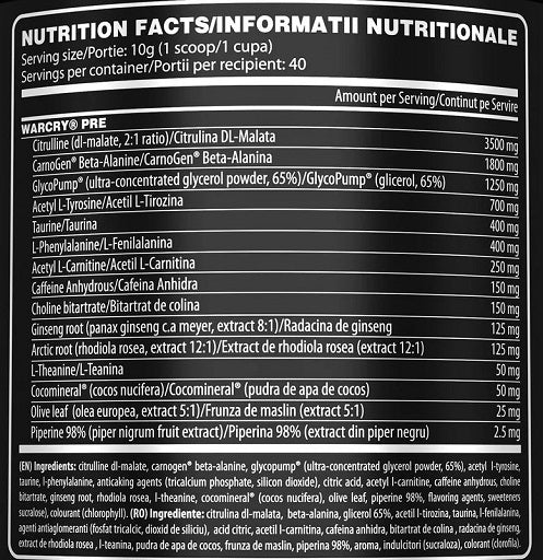 Genius Nutrition Warcry Pre 400g - German Muscle Nutrition