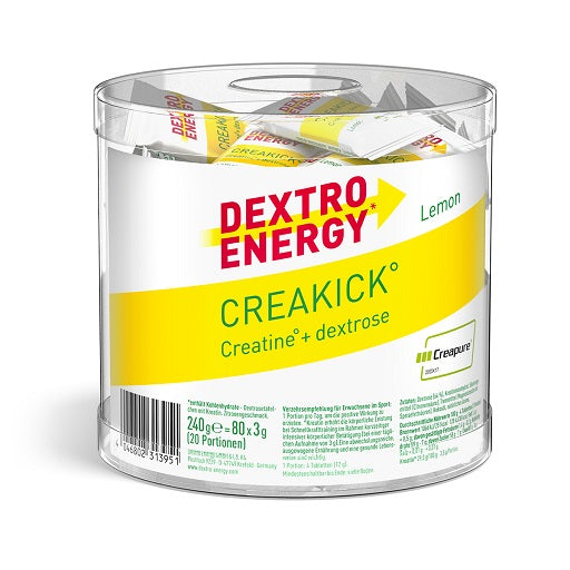 Dextro Energy Creakick Lemon 80x3g Dose Dedicated Waterjug 2,2 Liter GRATIS - German Muscle Nutrition