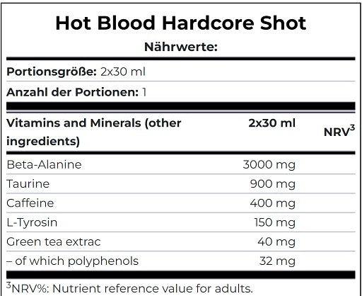 Scitec Hot Blood Hardcore 20 x 60ml - German Muscle Nutrition