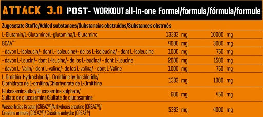 Body Attack POST ATTACK 3.0 900g - German Muscle Nutrition