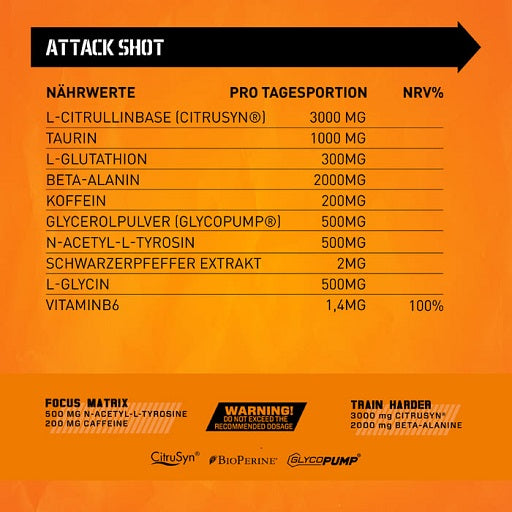 Body Attack Attack Shot 20 x 60ml - German Muscle Nutrition