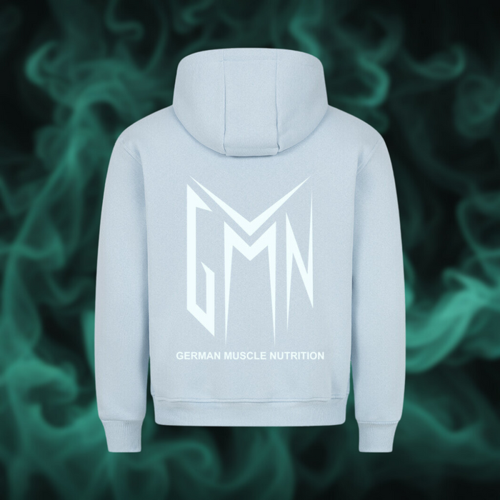 GMN Premium Hoodie, weißes Logo Rückseite - German Muscle Nutrition