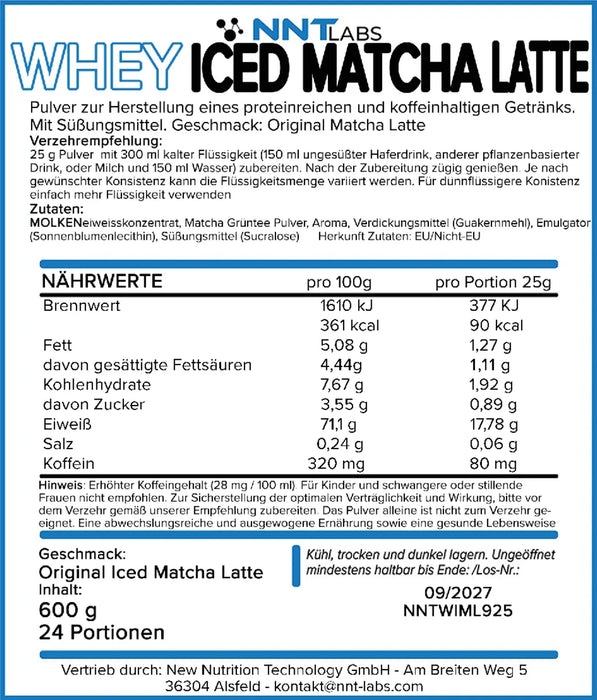 NNT Whey ICED MATCHA LATTE 600g