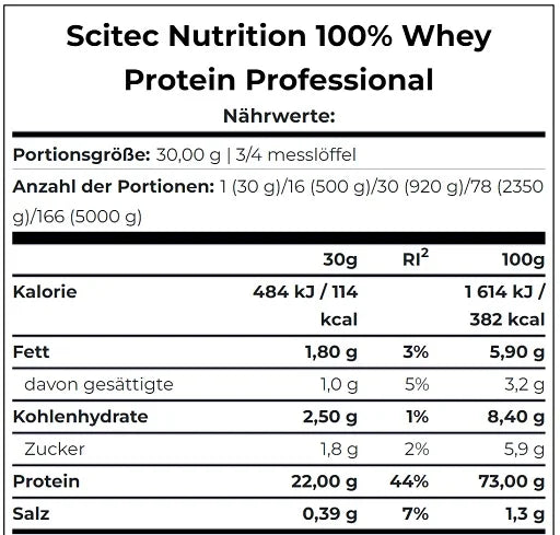 Scitec Nutrition 100% Whey Protein Professional 2350g Eiweiss  + Gratis Shaker